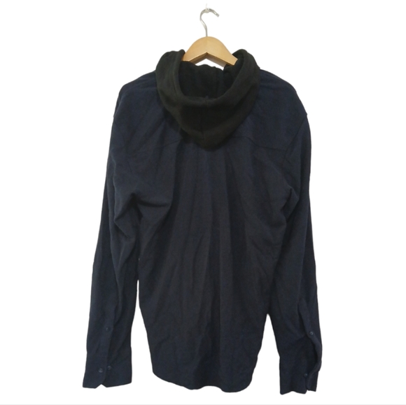 Eighty Eight Brand sz L Blue Lightweight Corduroy Shirt Jacket with Black Hood - Picture 2 of 10